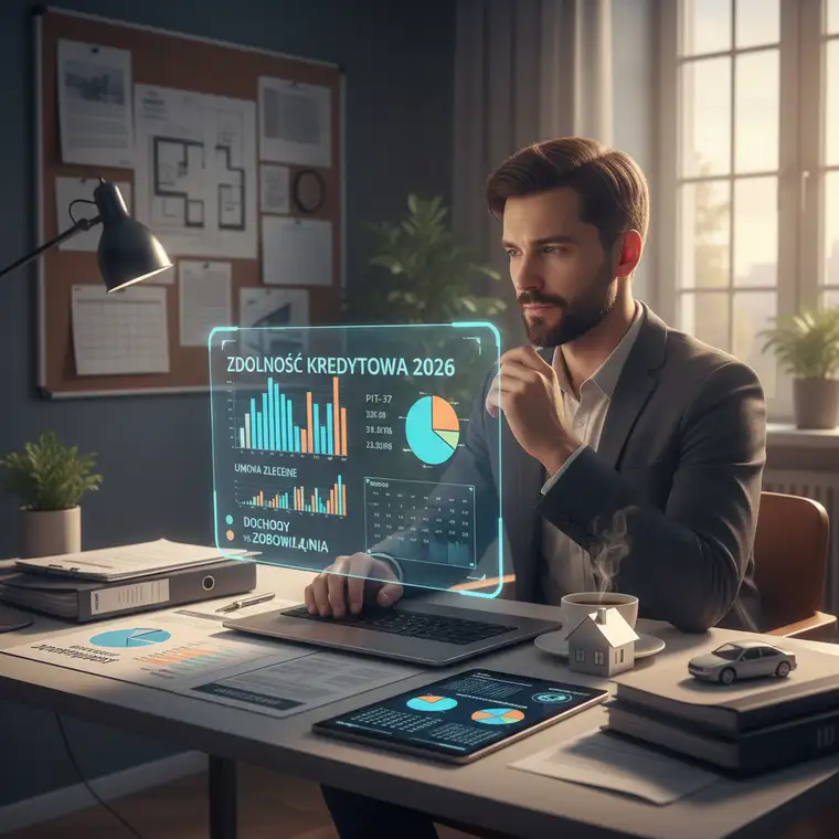 Para analizuje dokumenty i wylicza zdolność kredytową przy umowie zlecenie, przygotowując się do kredytu hipotecznego