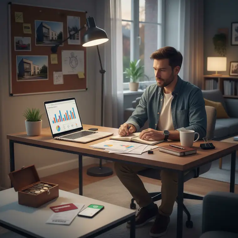 Osoba przegląda raport zadłużenia i spłaca karty kredytowe, aby zwiększyć zdolność kredytową singla przed złożeniem wniosku o kredyt