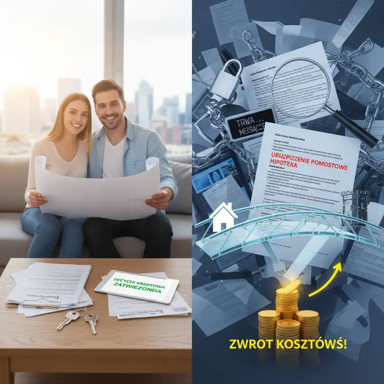 Właściciel mieszkania loguje się do systemu bankowości internetowej, aby sprawdzić zwrot kosztów ubezpieczenia pomostowego kredytu hipotecznego po wpisie hipoteki