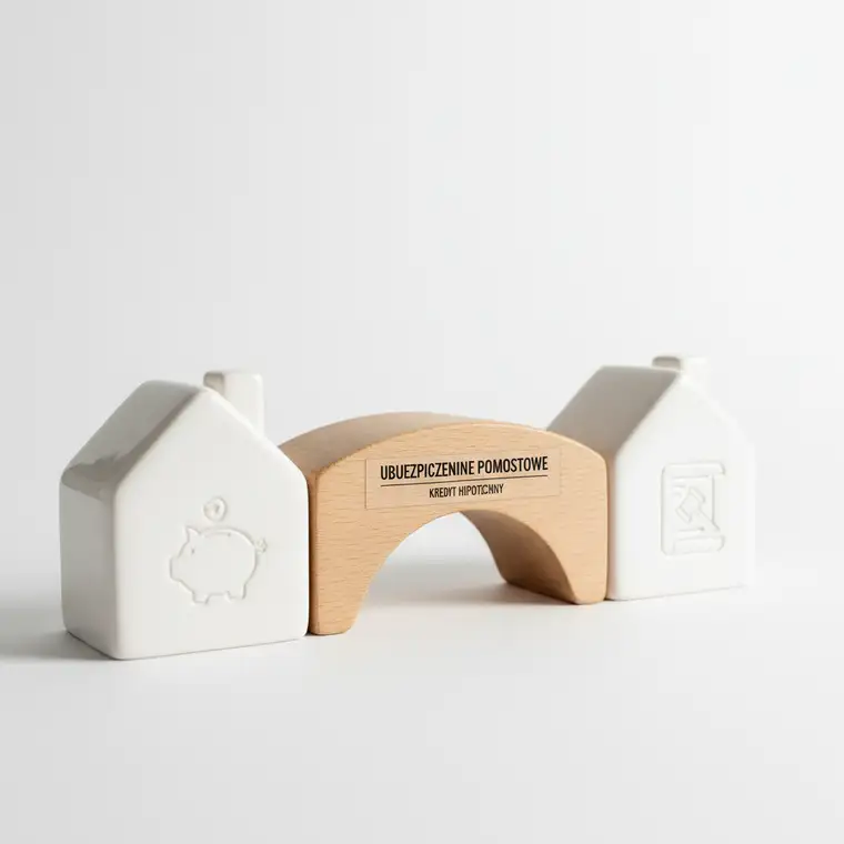 Młoda para analizuje umowę kredytu hipotecznego i ubezpieczenie pomostowe przy stole w banku, zastanawiając się czy można zrezygnować z ubezpieczenia pomostowego kredytu hipotecznego