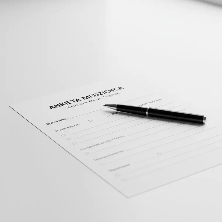 Para analizująca ankietę medyczną do ubezpieczenia kredytu, zastanawiająca się co grozi przy zatajeniu choroby i jakie ryzyko finansowe ponosi